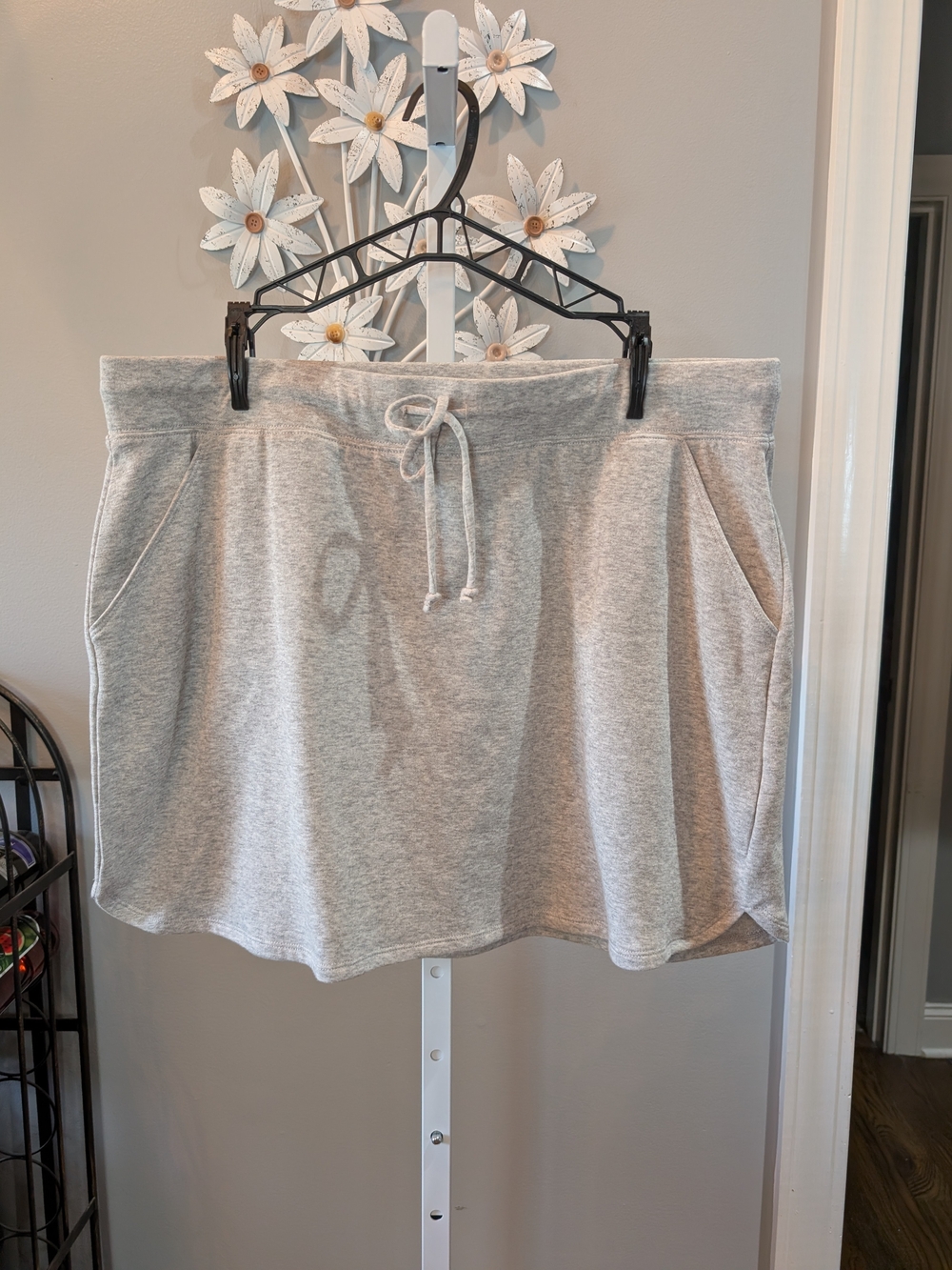 Nine West Light Gray Drawstring Cotton Skirt